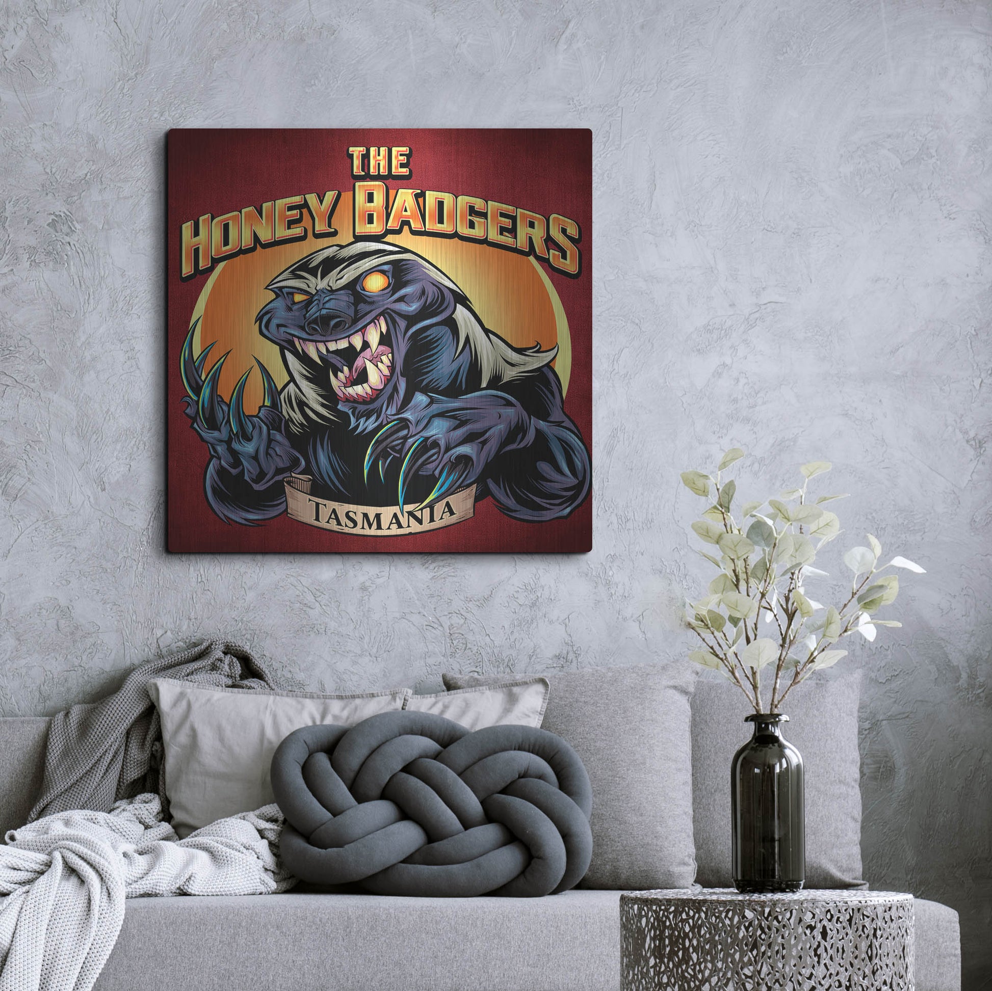 Luxe Metal Art 'Honey Badger Logo Design Green' by Flyland Designs, Metal Wall Art,36x36