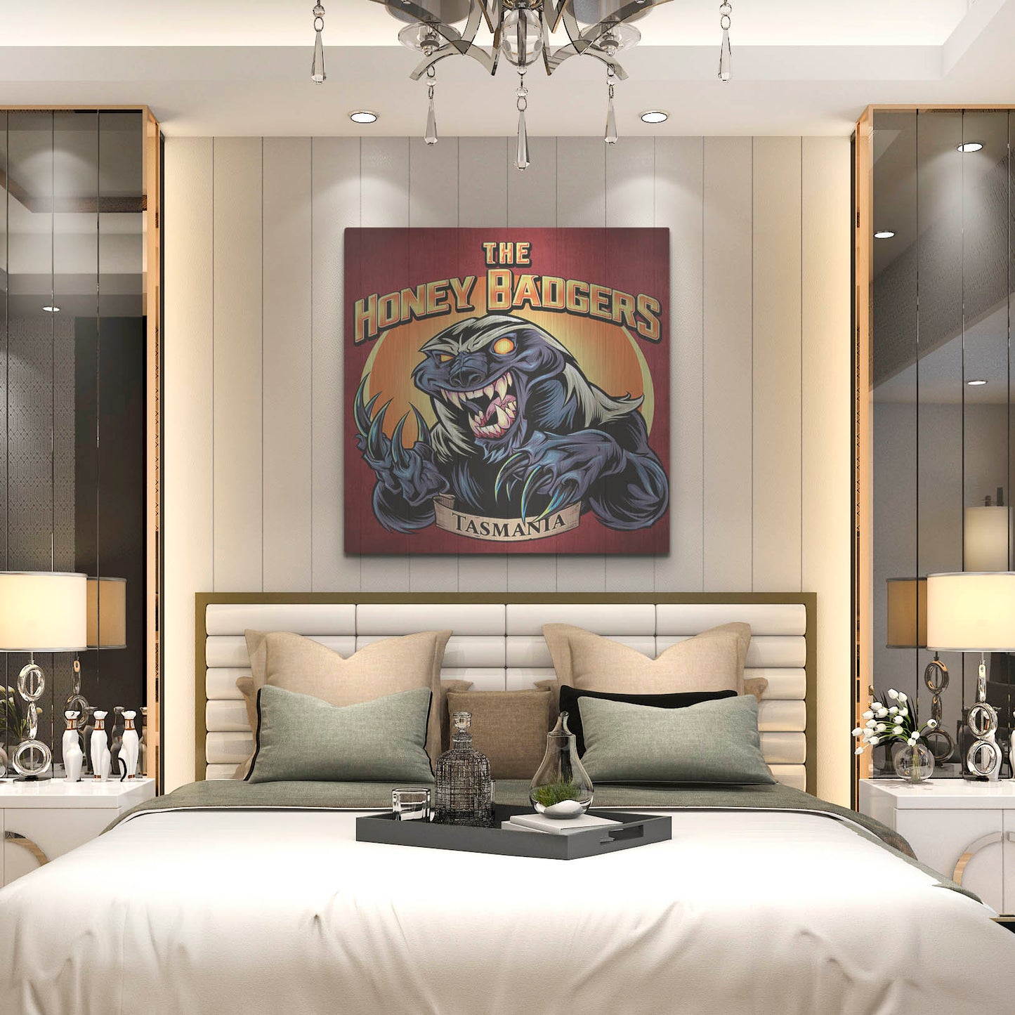 Luxe Metal Art 'Honey Badger Logo Design Green' by Flyland Designs, Metal Wall Art,36x36