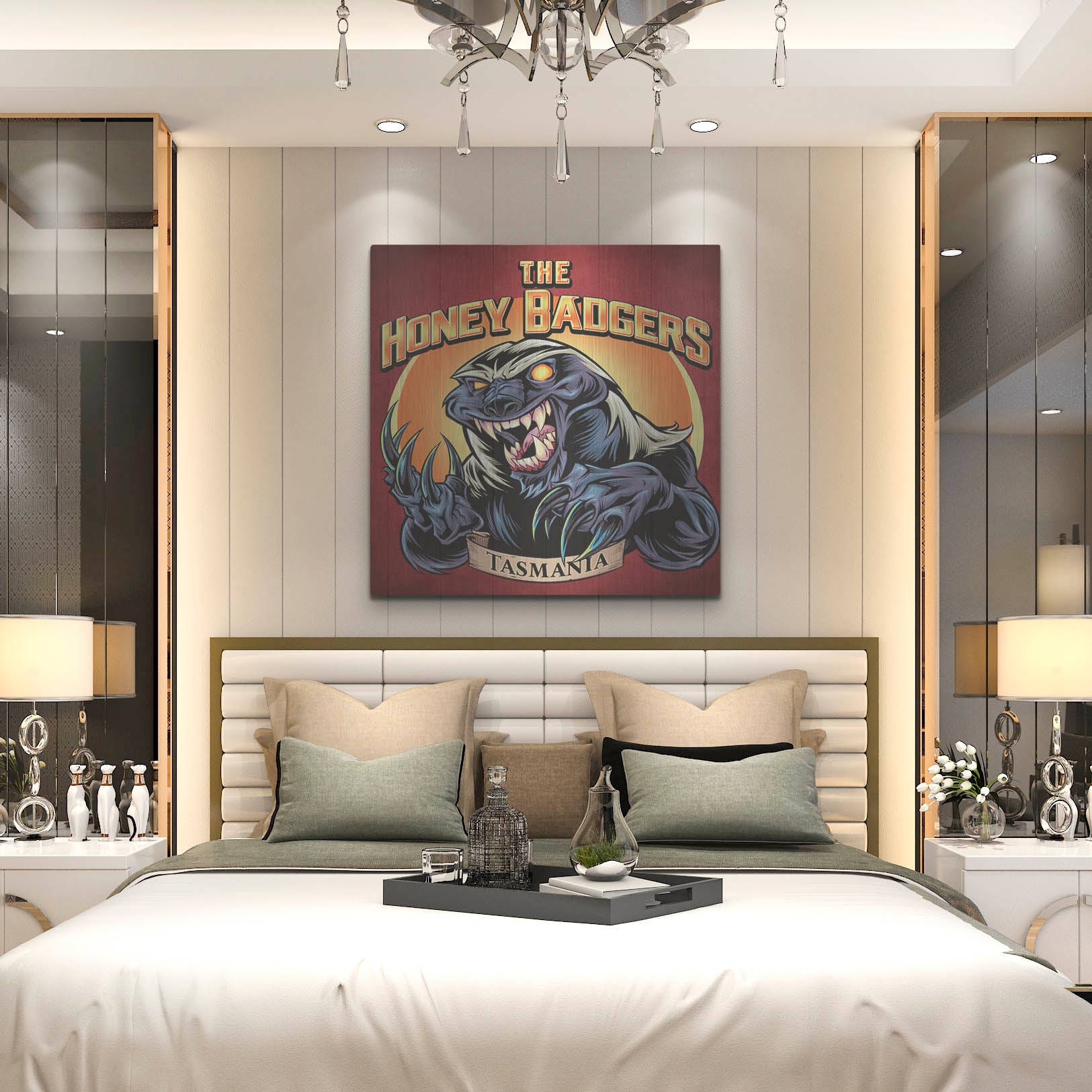 Luxe Metal Art 'Honey Badger Logo Design Green' by Flyland Designs, Metal Wall Art,36x36