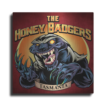 Luxe Metal Art 'Honey Badger Logo Design Green' by Flyland Designs, Metal Wall Art