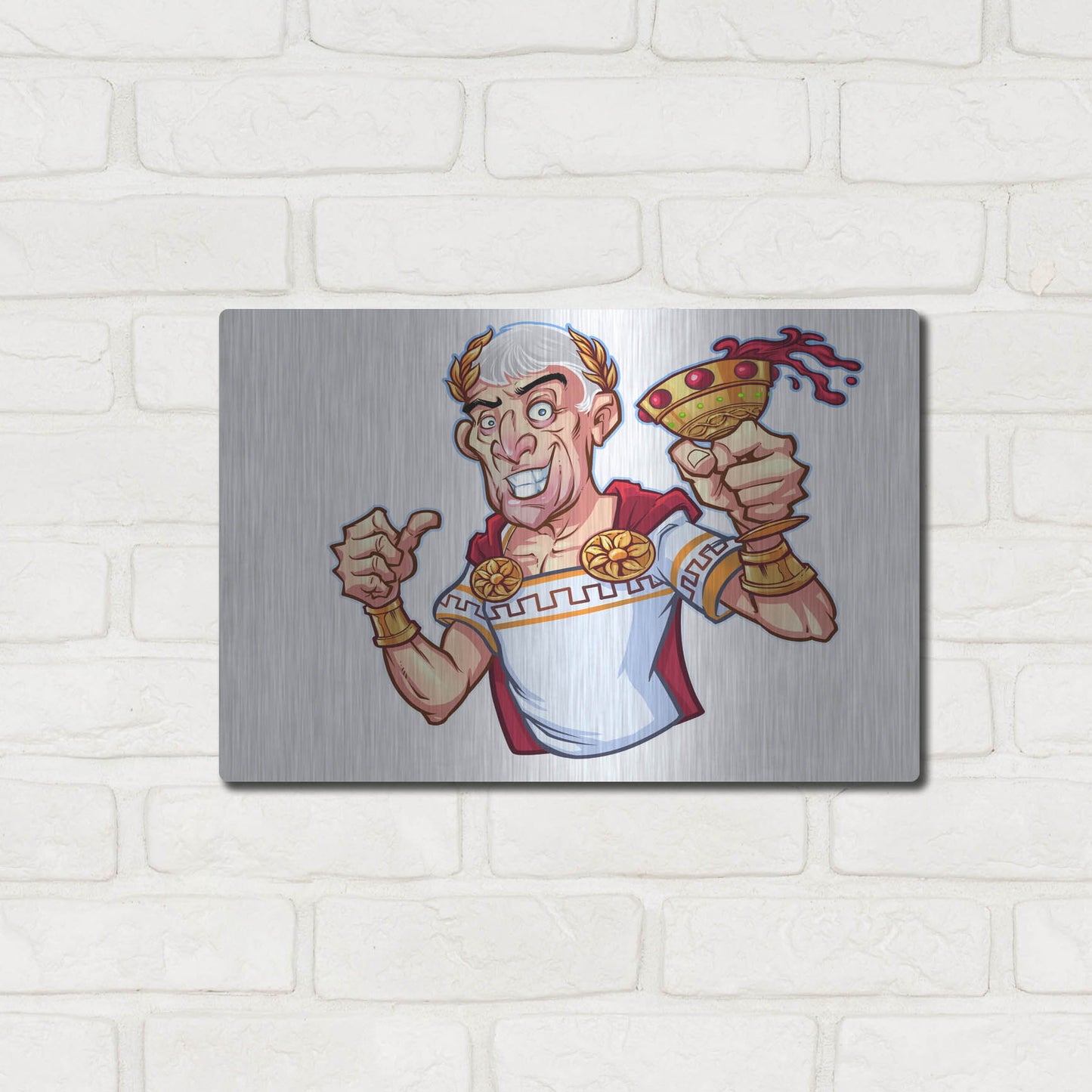 Luxe Metal Art 'Julius Caesar Full Color Character' by Flyland Designs, Metal Wall Art,16x12