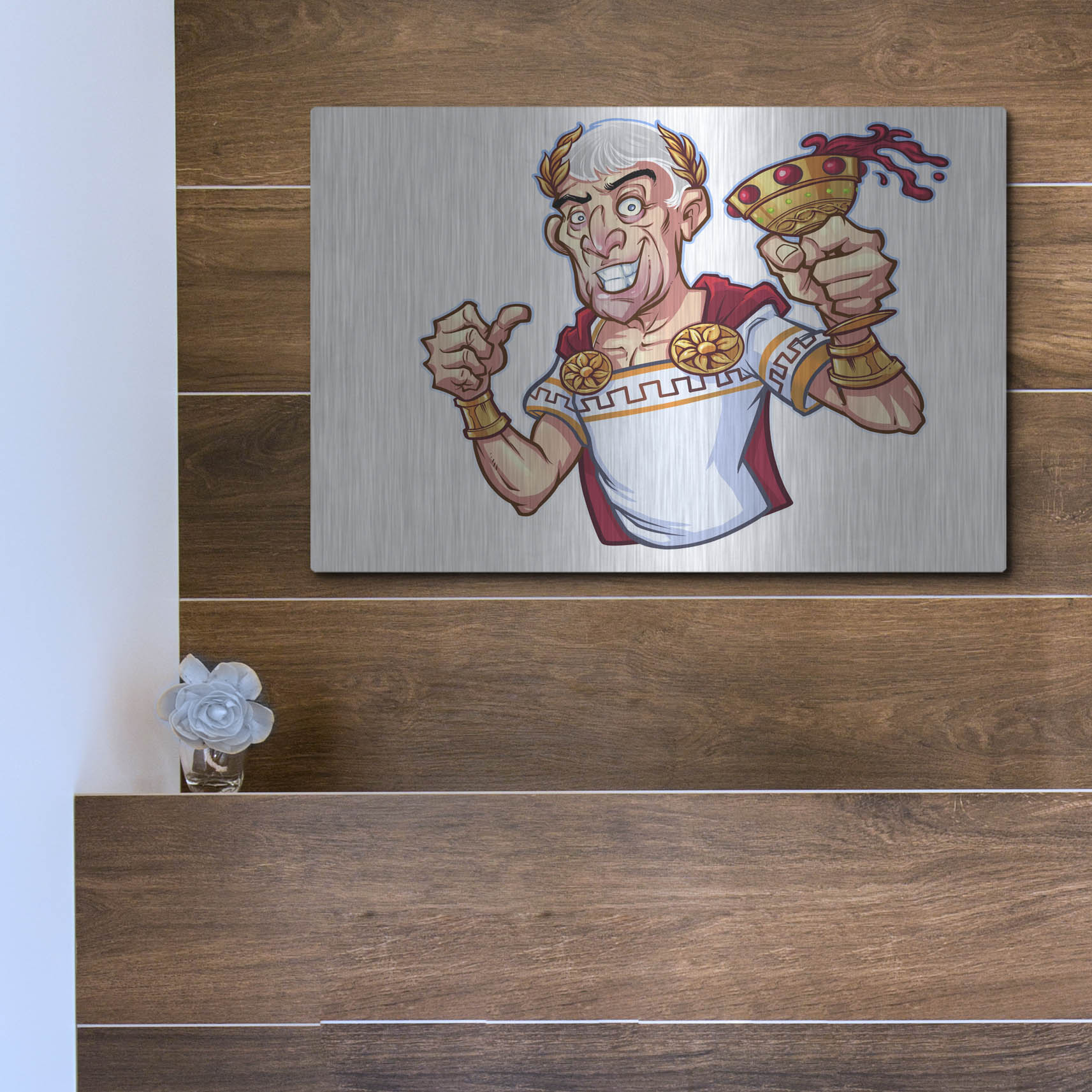 Luxe Metal Art 'Julius Caesar Full Color Character' by Flyland Designs, Metal Wall Art,16x12