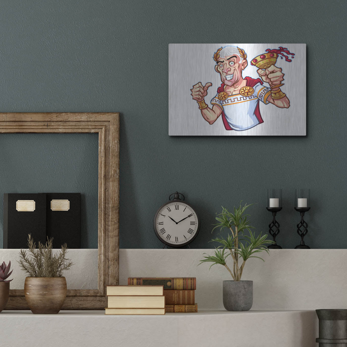 Luxe Metal Art 'Julius Caesar Full Color Character' by Flyland Designs, Metal Wall Art,16x12