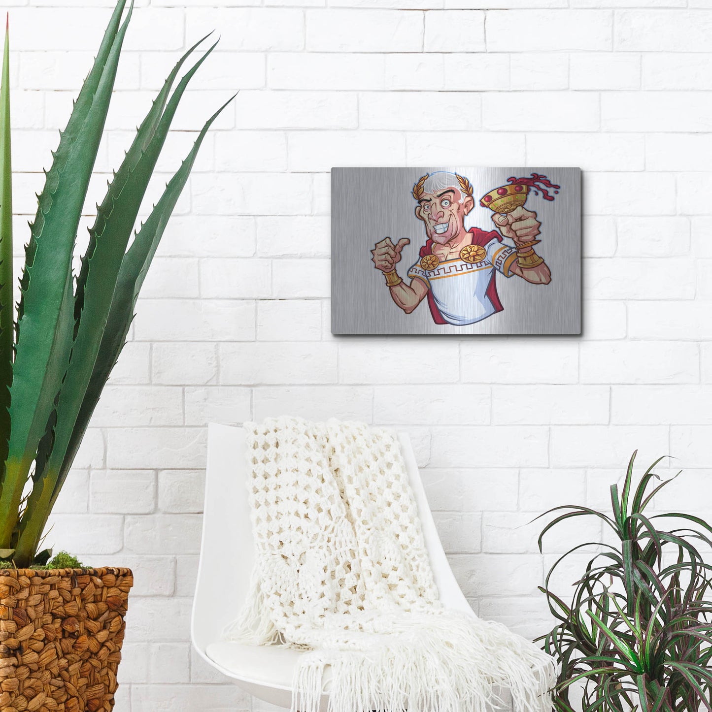 Luxe Metal Art 'Julius Caesar Full Color Character' by Flyland Designs, Metal Wall Art,16x12