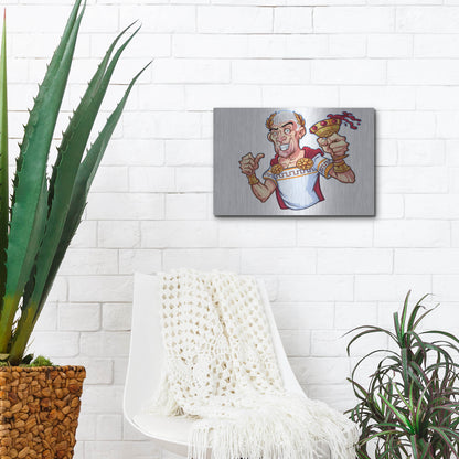 Luxe Metal Art 'Julius Caesar Full Color Character' by Flyland Designs, Metal Wall Art,16x12