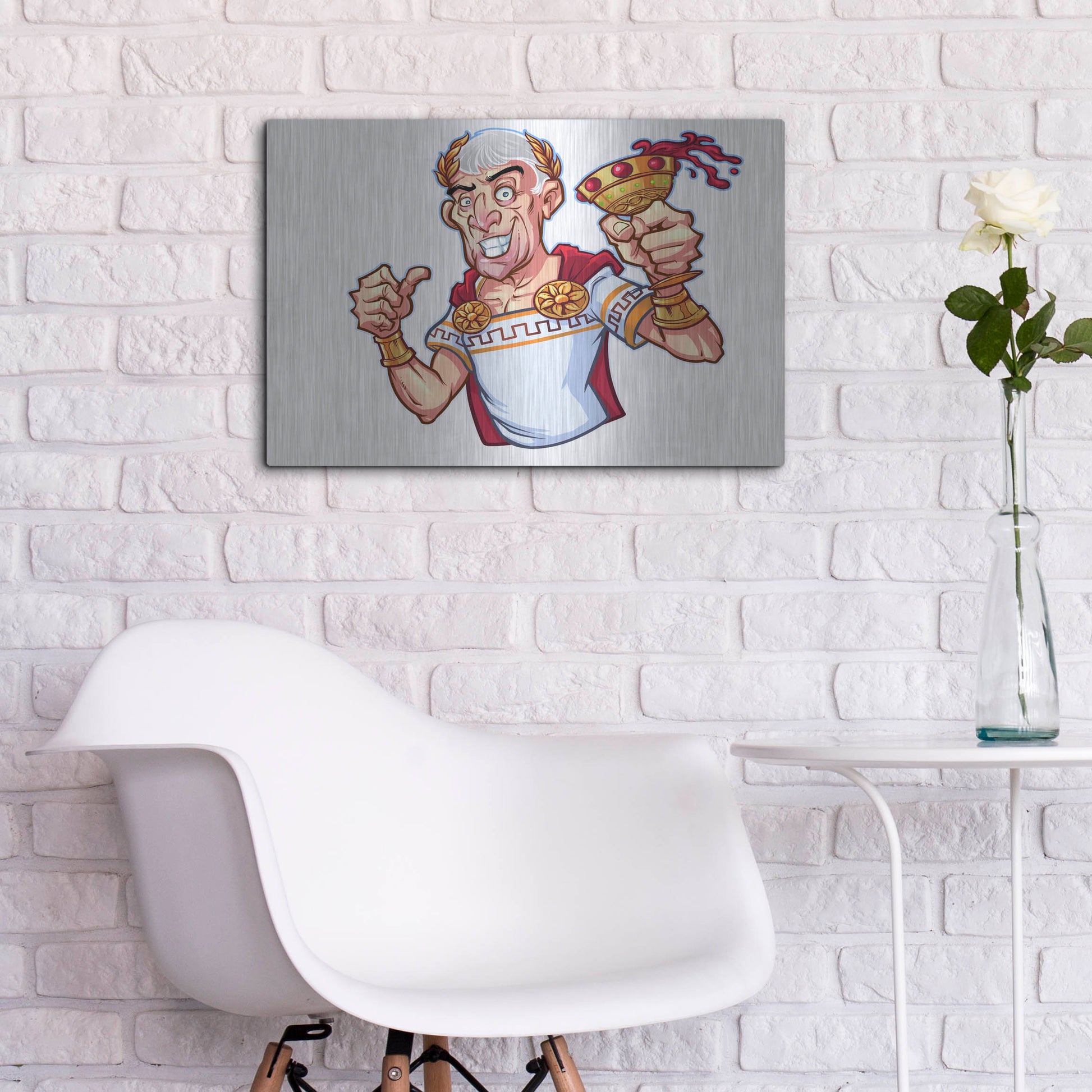 Luxe Metal Art 'Julius Caesar Full Color Character' by Flyland Designs, Metal Wall Art,24x16