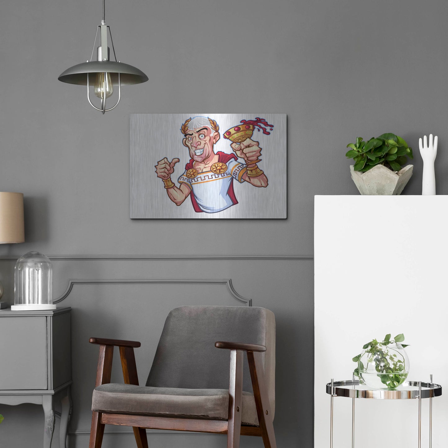 Luxe Metal Art 'Julius Caesar Full Color Character' by Flyland Designs, Metal Wall Art,24x16