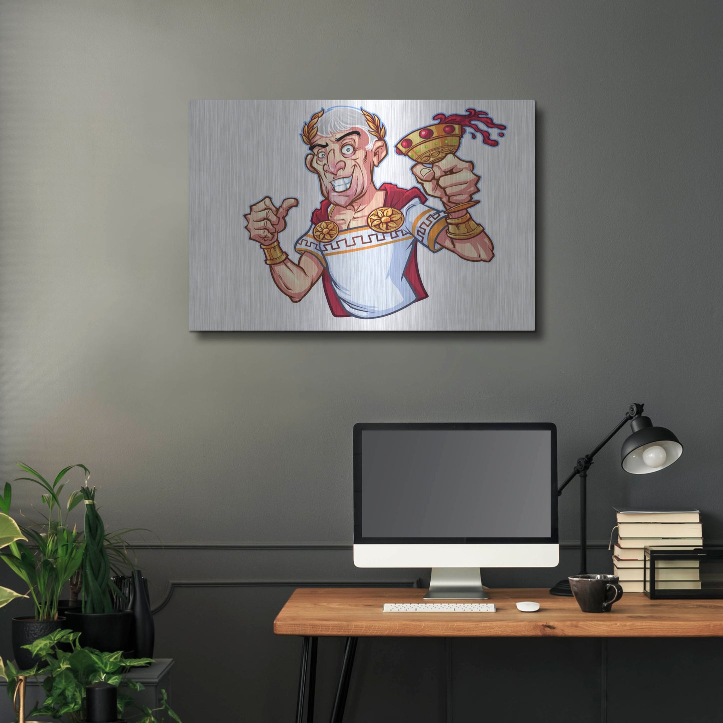 Luxe Metal Art 'Julius Caesar Full Color Character' by Flyland Designs, Metal Wall Art,36x24
