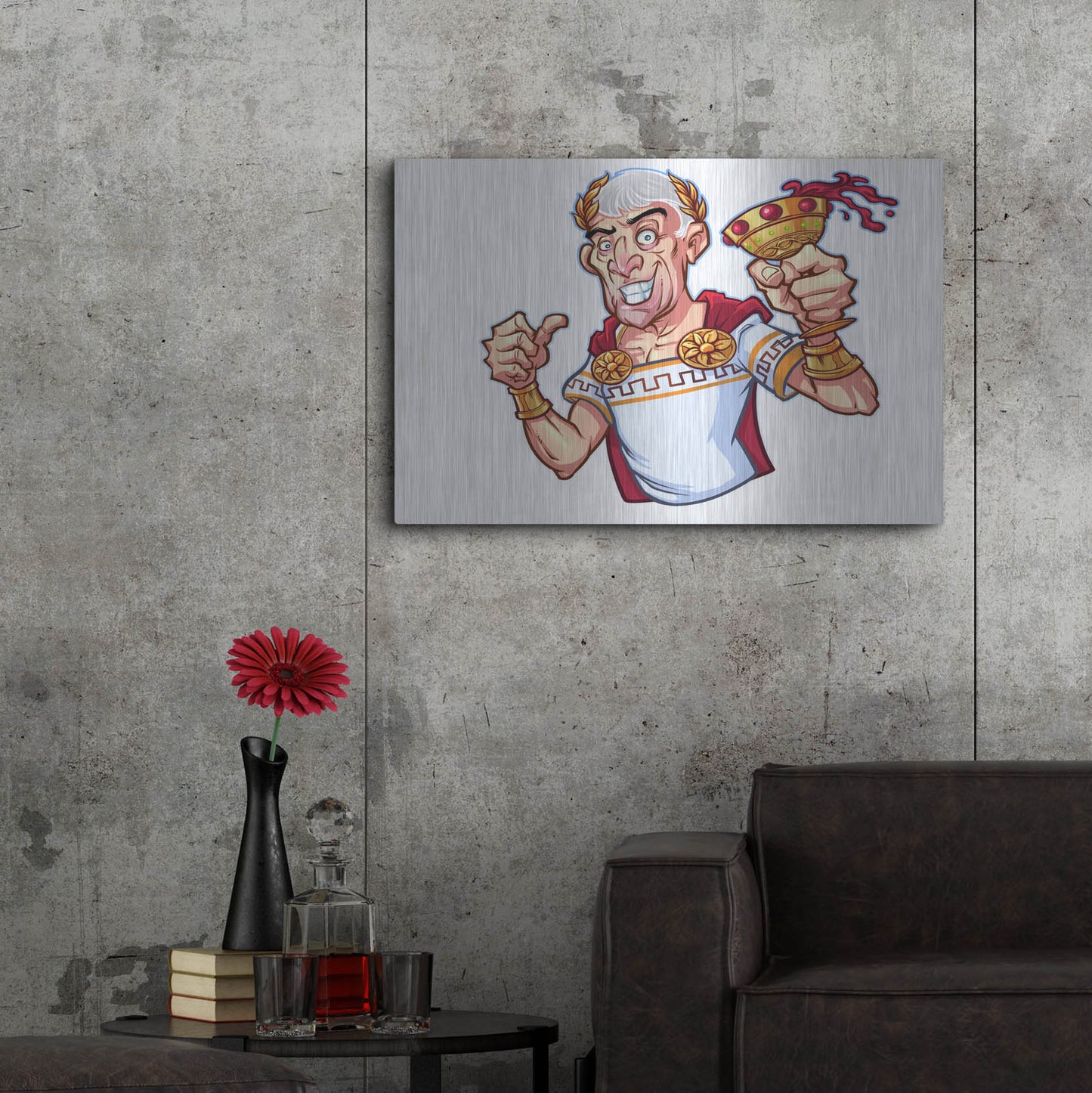 Luxe Metal Art 'Julius Caesar Full Color Character' by Flyland Designs, Metal Wall Art,36x24
