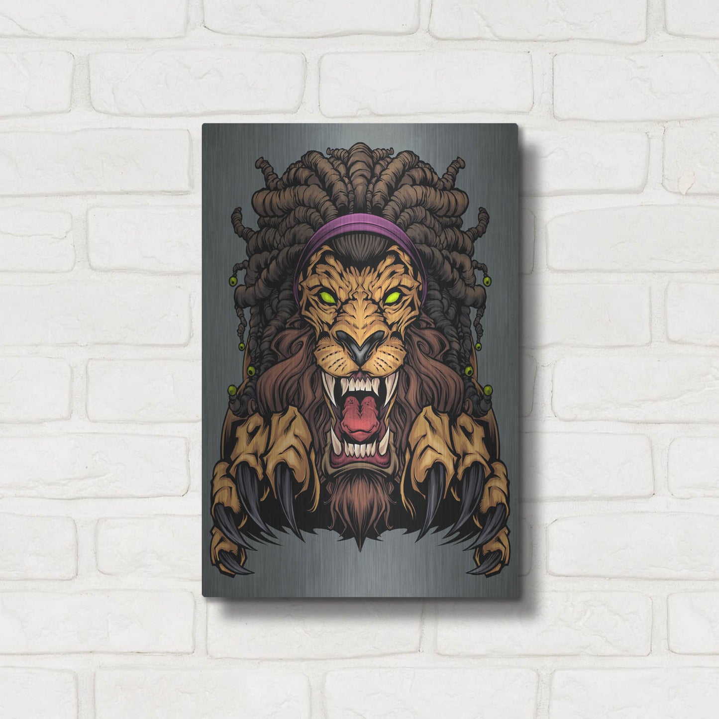 Luxe Metal Art 'Lion With Dreadlocks' by Flyland Designs, Metal Wall Art,12x16