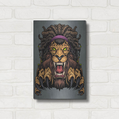 Luxe Metal Art 'Lion With Dreadlocks' by Flyland Designs, Metal Wall Art,12x16