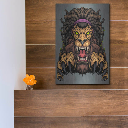 Luxe Metal Art 'Lion With Dreadlocks' by Flyland Designs, Metal Wall Art,12x16