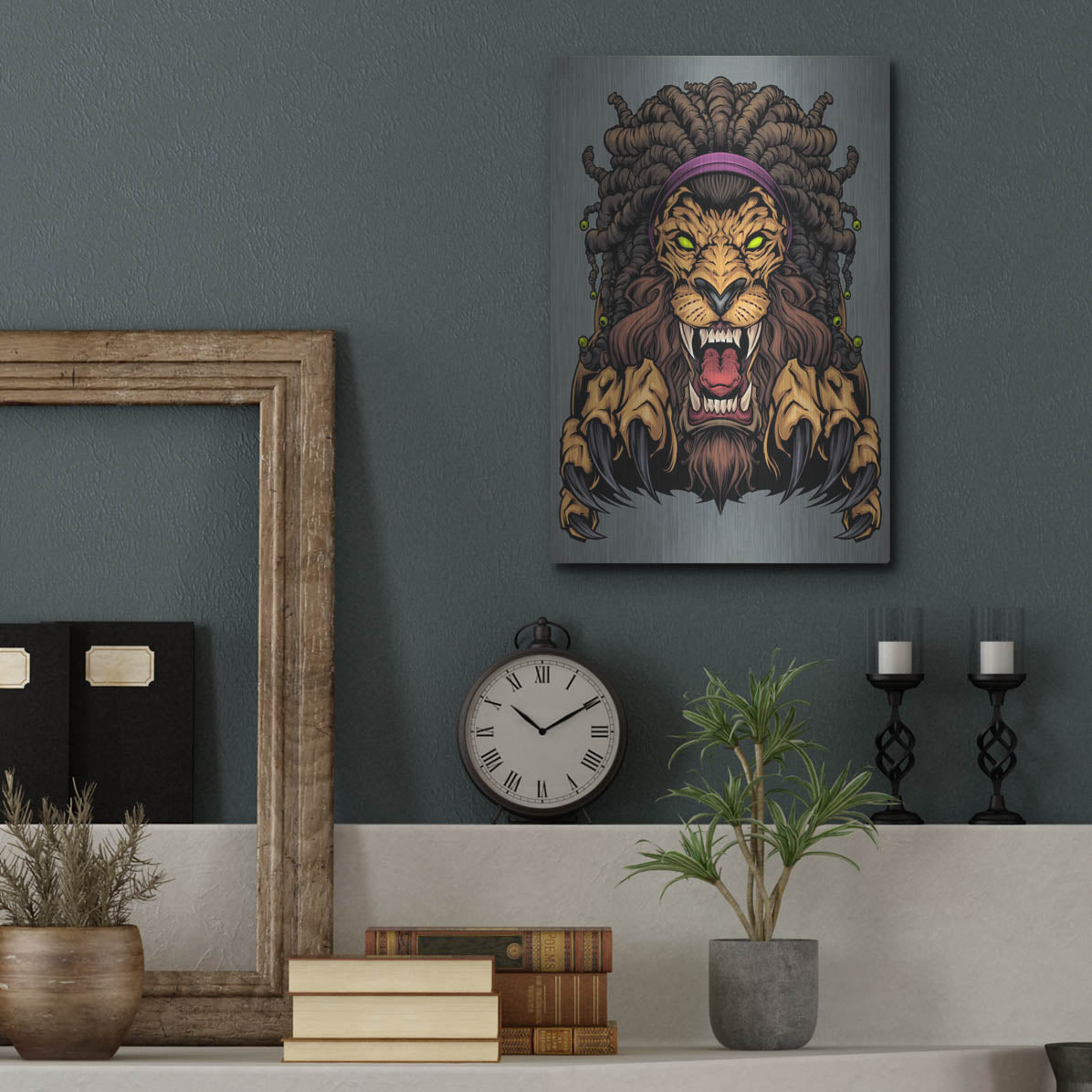 Luxe Metal Art 'Lion With Dreadlocks' by Flyland Designs, Metal Wall Art,12x16