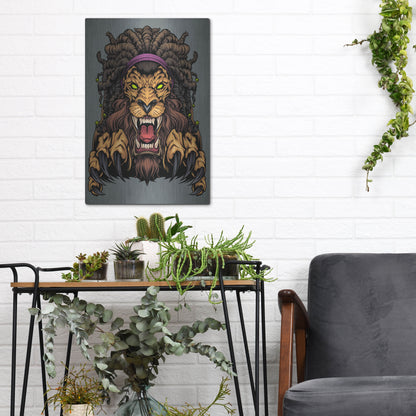 Luxe Metal Art 'Lion With Dreadlocks' by Flyland Designs, Metal Wall Art,12x16