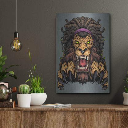 Luxe Metal Art 'Lion With Dreadlocks' by Flyland Designs, Metal Wall Art,12x16