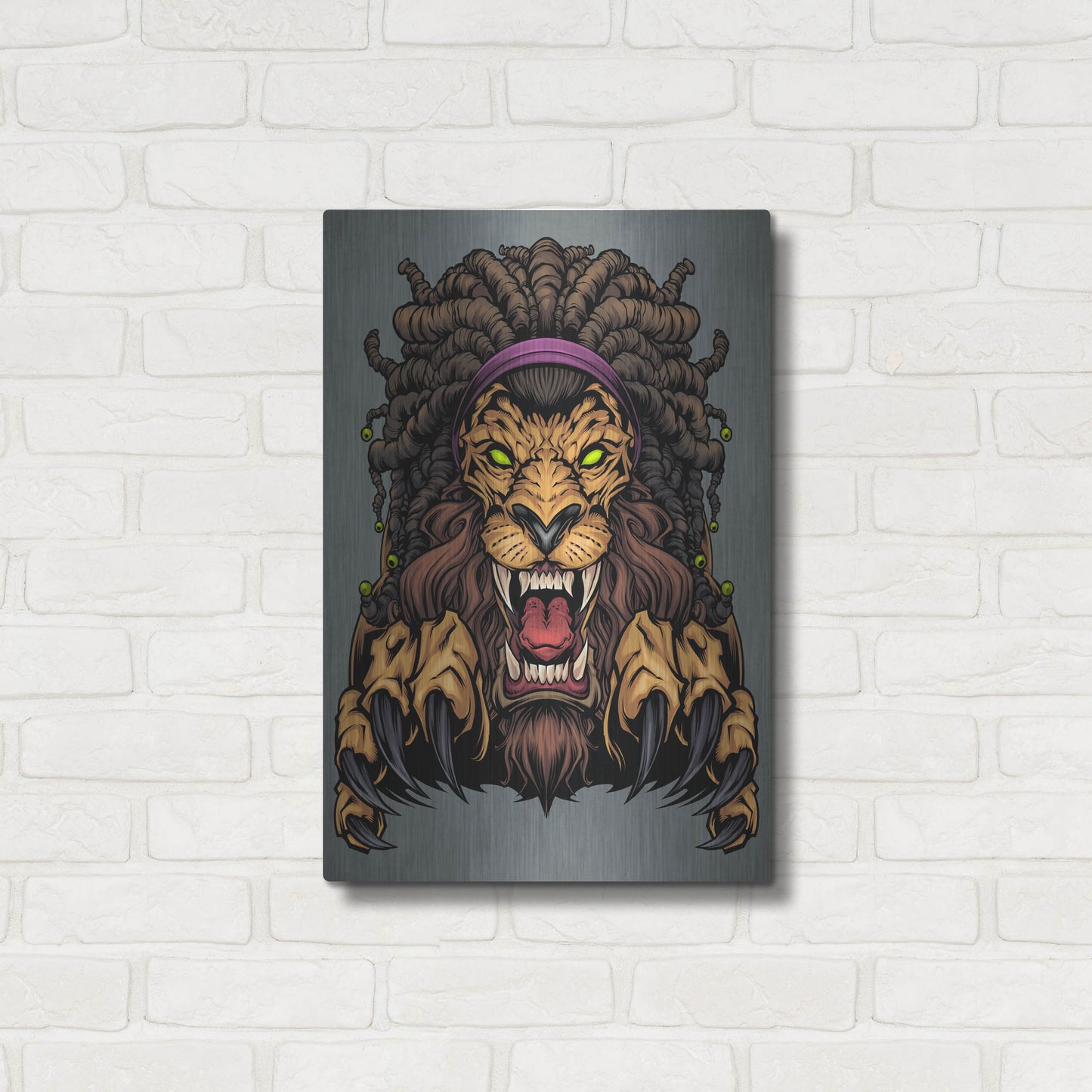 Luxe Metal Art 'Lion With Dreadlocks' by Flyland Designs, Metal Wall Art,16x24