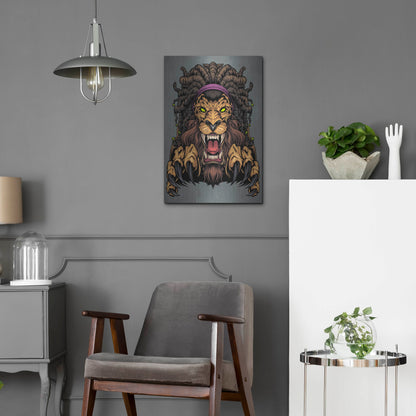 Luxe Metal Art 'Lion With Dreadlocks' by Flyland Designs, Metal Wall Art,16x24
