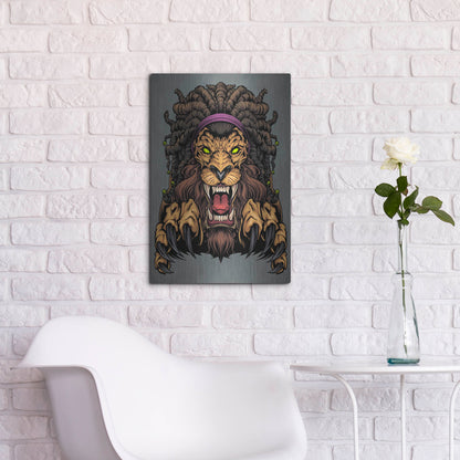 Luxe Metal Art 'Lion With Dreadlocks' by Flyland Designs, Metal Wall Art,16x24