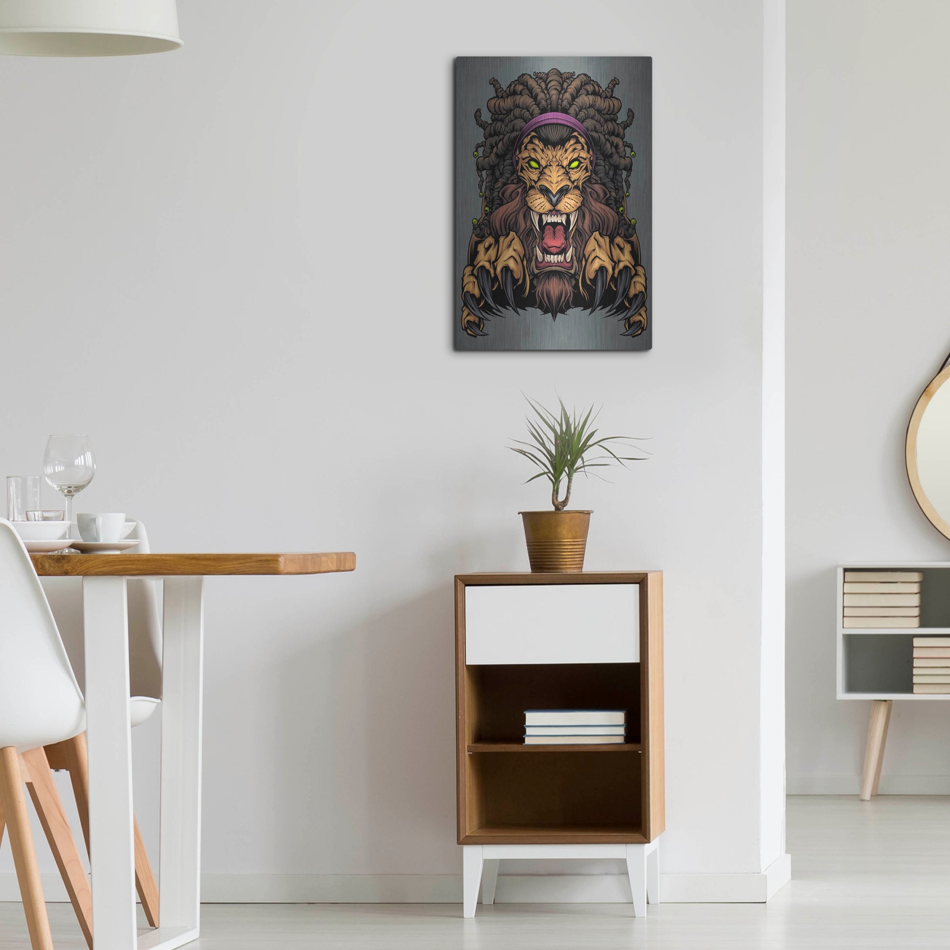 Luxe Metal Art 'Lion With Dreadlocks' by Flyland Designs, Metal Wall Art,16x24