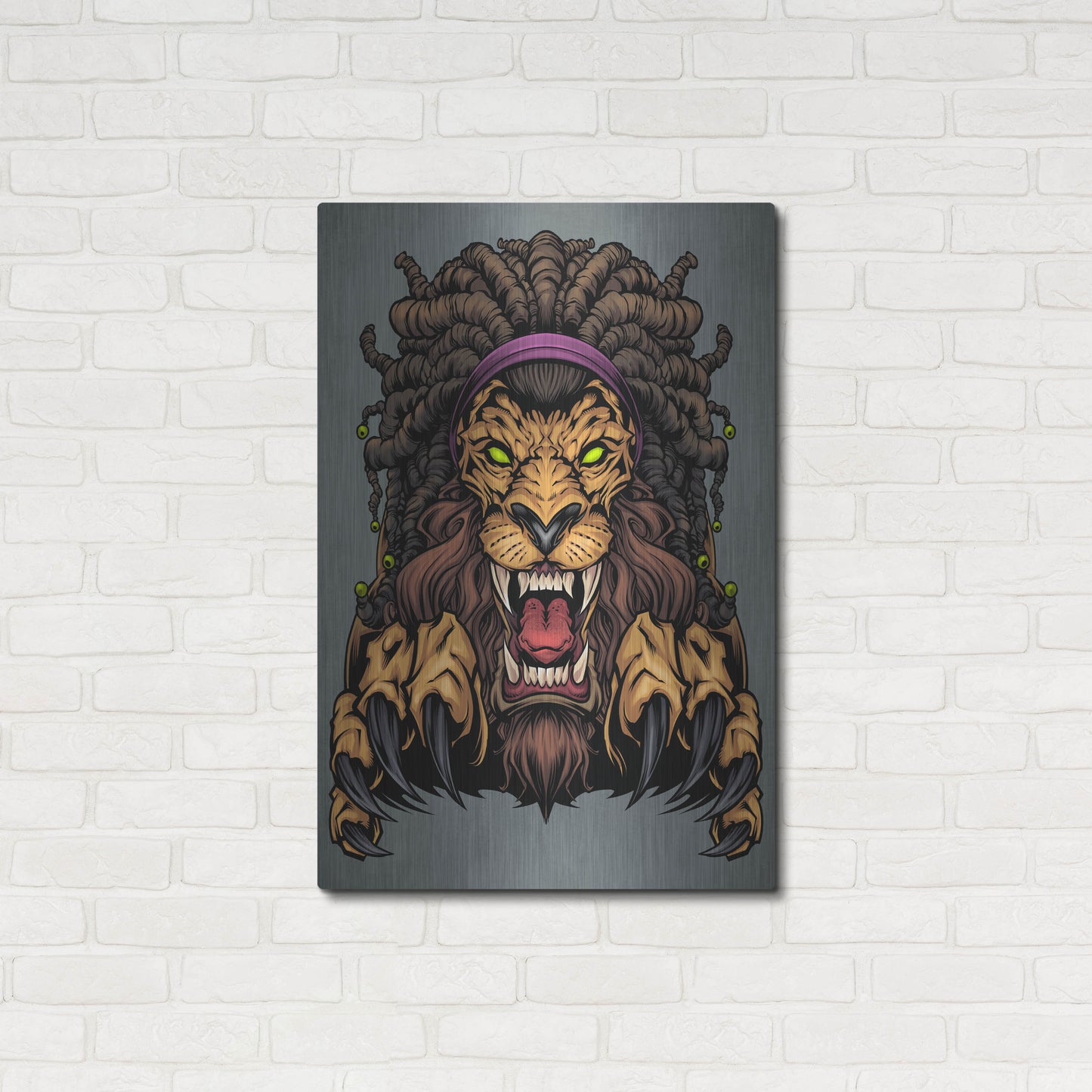 Luxe Metal Art 'Lion With Dreadlocks' by Flyland Designs, Metal Wall Art,24x36