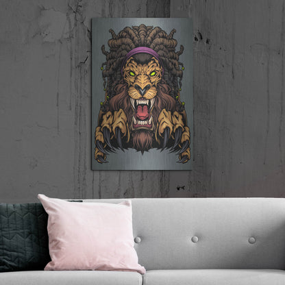 Luxe Metal Art 'Lion With Dreadlocks' by Flyland Designs, Metal Wall Art,24x36