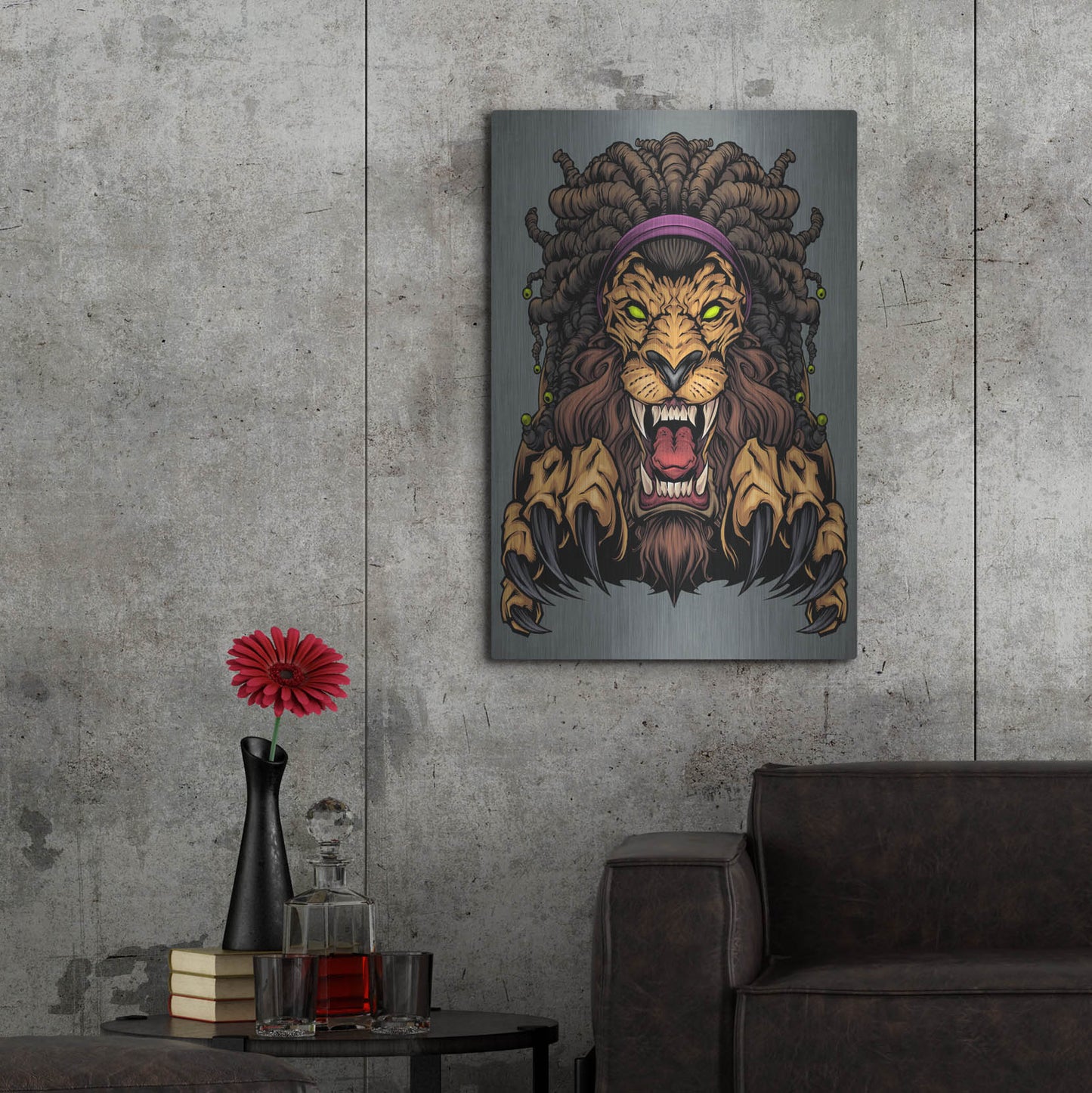 Luxe Metal Art 'Lion With Dreadlocks' by Flyland Designs, Metal Wall Art,24x36