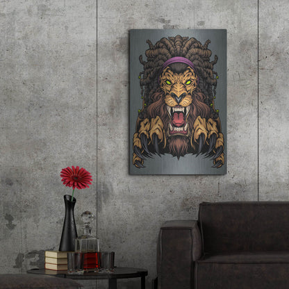 Luxe Metal Art 'Lion With Dreadlocks' by Flyland Designs, Metal Wall Art,24x36