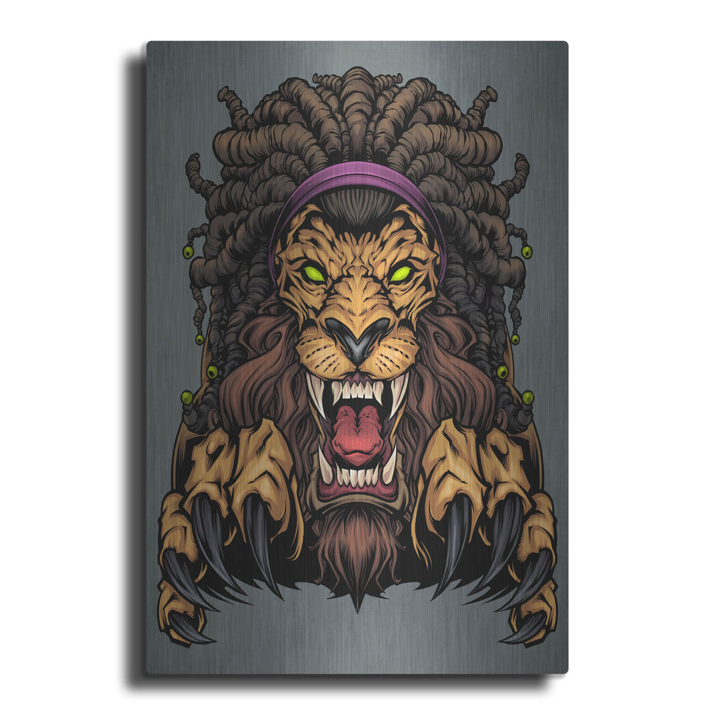 Luxe Metal Art 'Lion With Dreadlocks' by Flyland Designs, Metal Wall Art