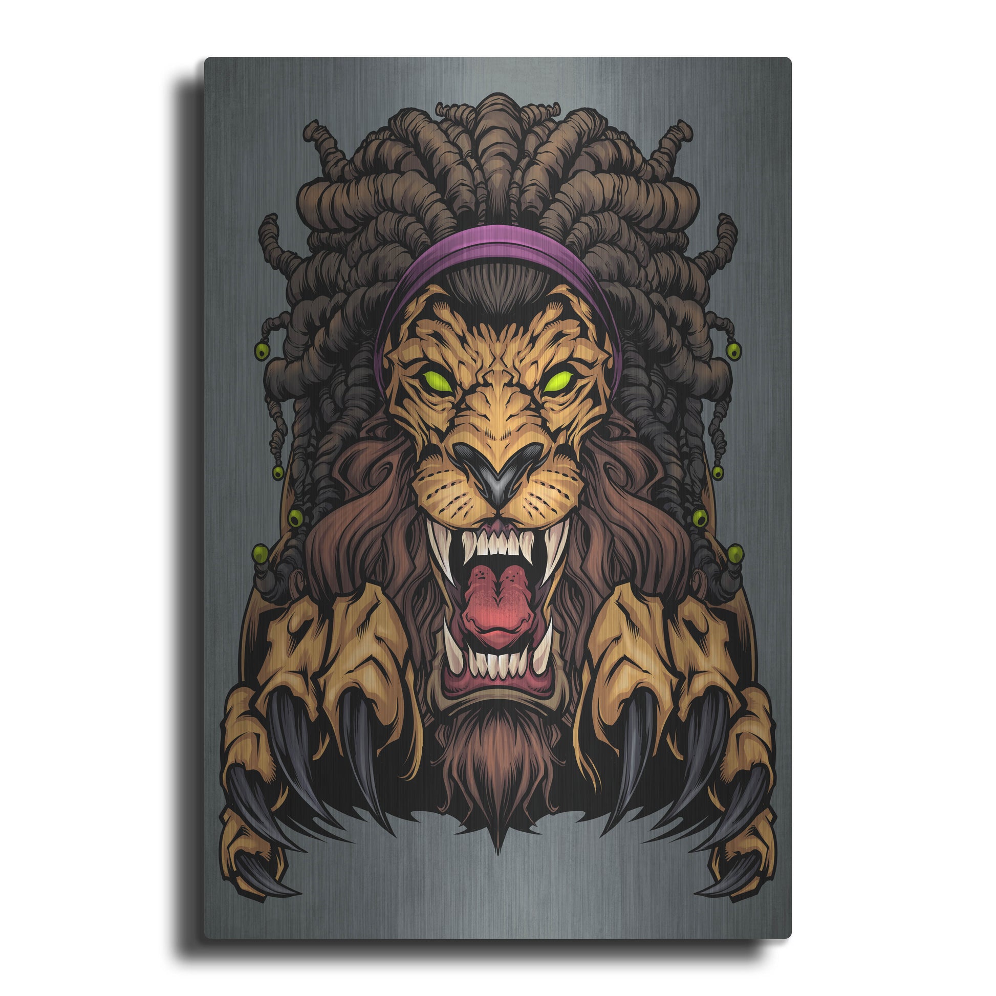 Luxe Metal Art 'Lion With Dreadlocks' by Flyland Designs, Metal Wall Art