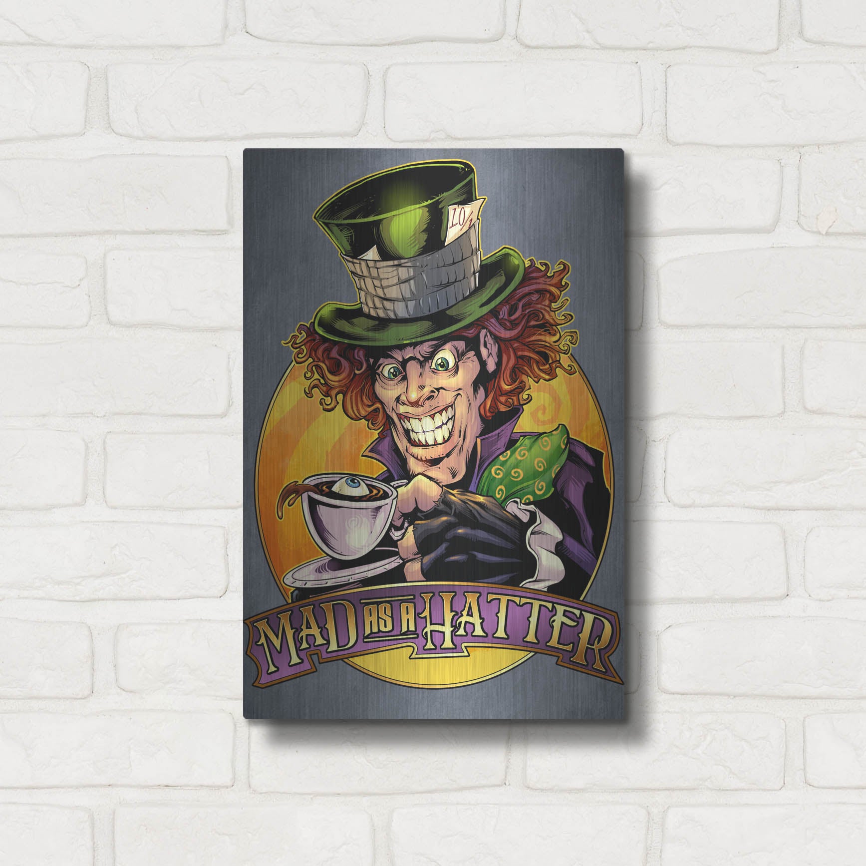 Luxe Metal Art 'Mad Hatter' by Flyland Designs, Metal Wall Art,12x16
