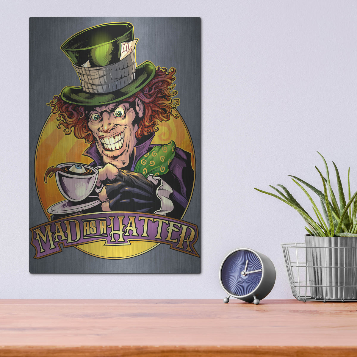 Luxe Metal Art 'Mad Hatter' by Flyland Designs, Metal Wall Art,12x16
