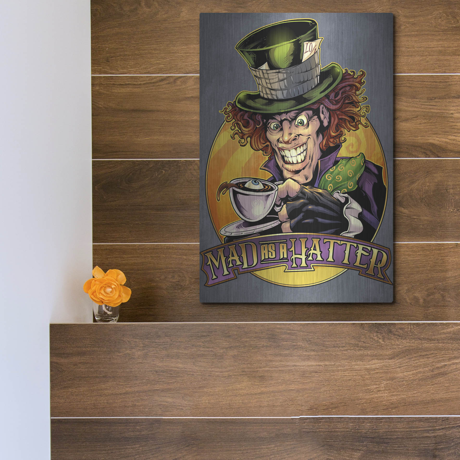 Luxe Metal Art 'Mad Hatter' by Flyland Designs, Metal Wall Art,12x16