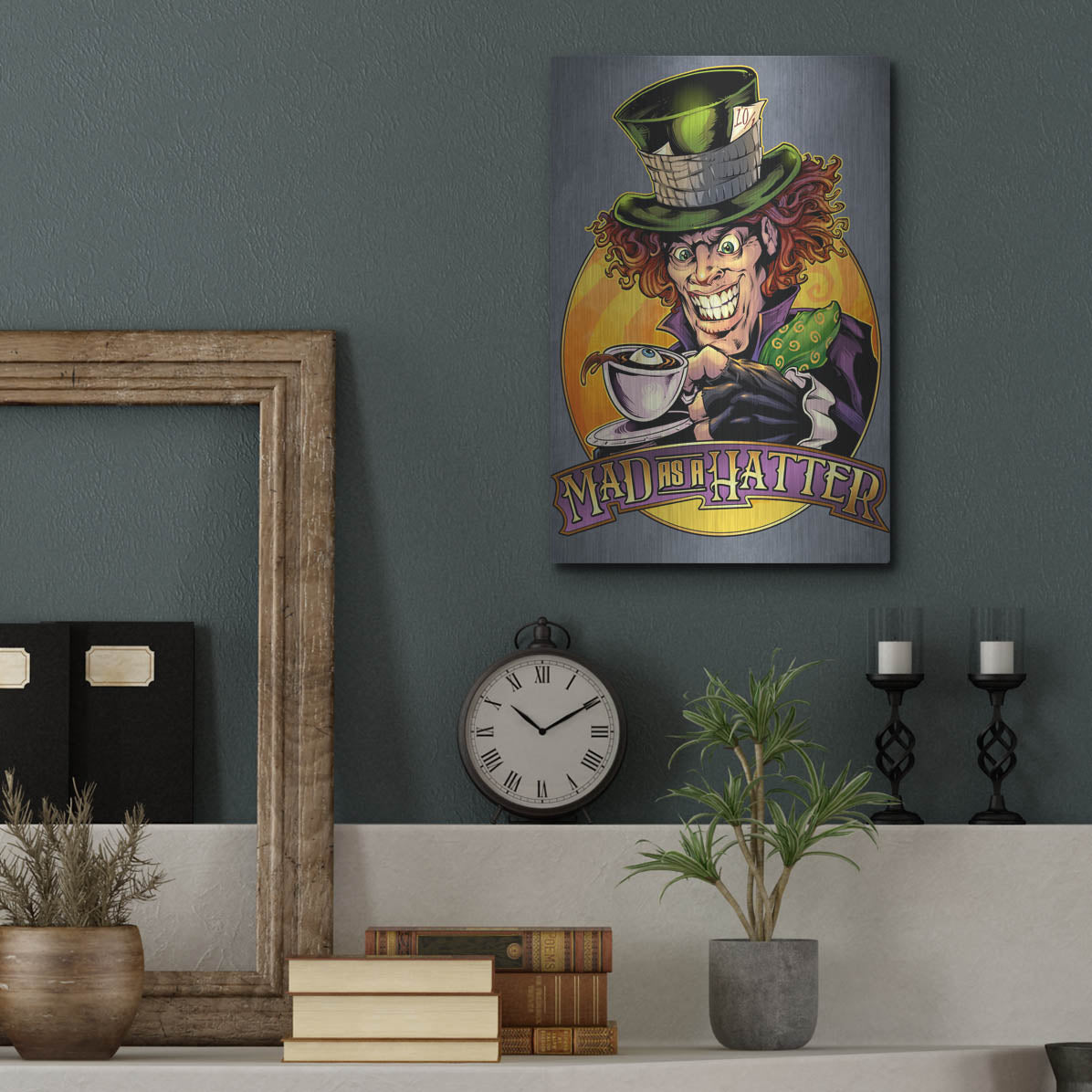 Luxe Metal Art 'Mad Hatter' by Flyland Designs, Metal Wall Art,12x16
