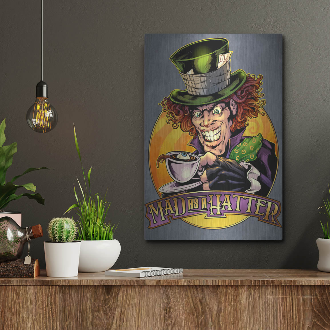 Luxe Metal Art 'Mad Hatter' by Flyland Designs, Metal Wall Art,12x16