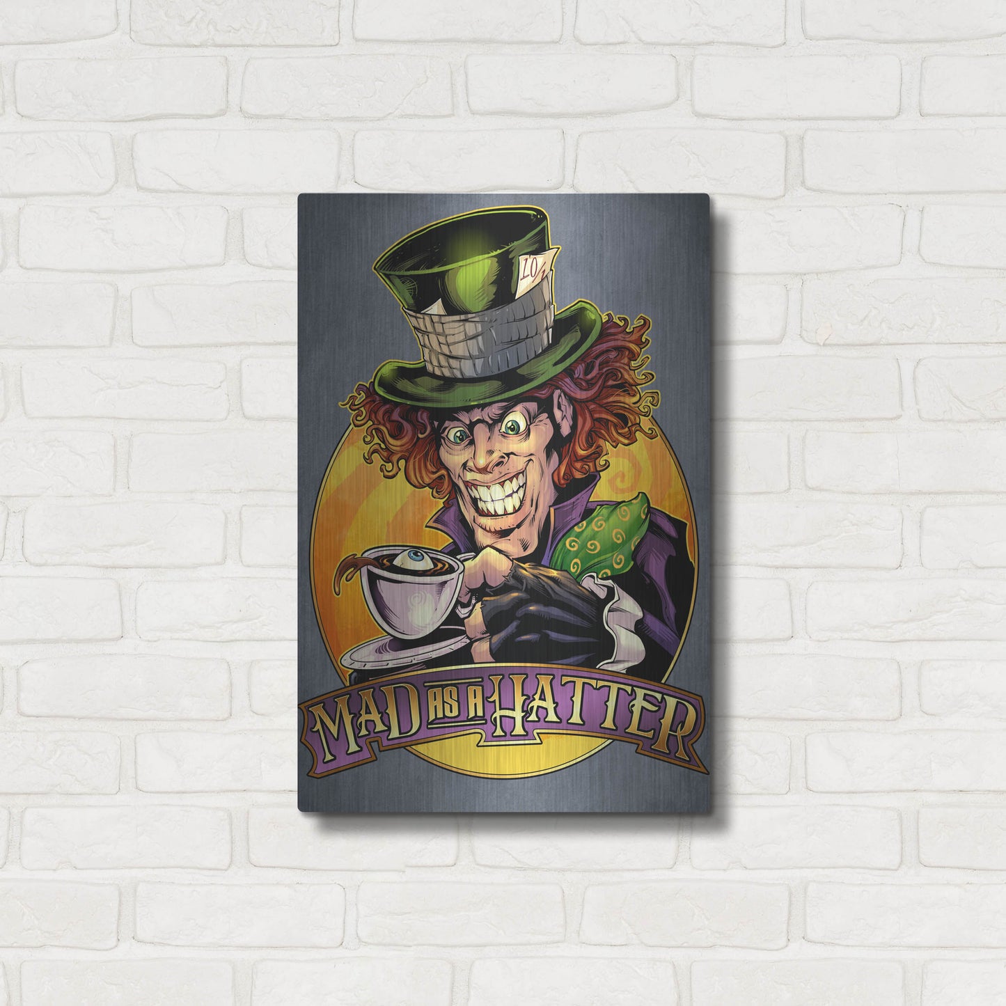 Luxe Metal Art 'Mad Hatter' by Flyland Designs, Metal Wall Art,16x24
