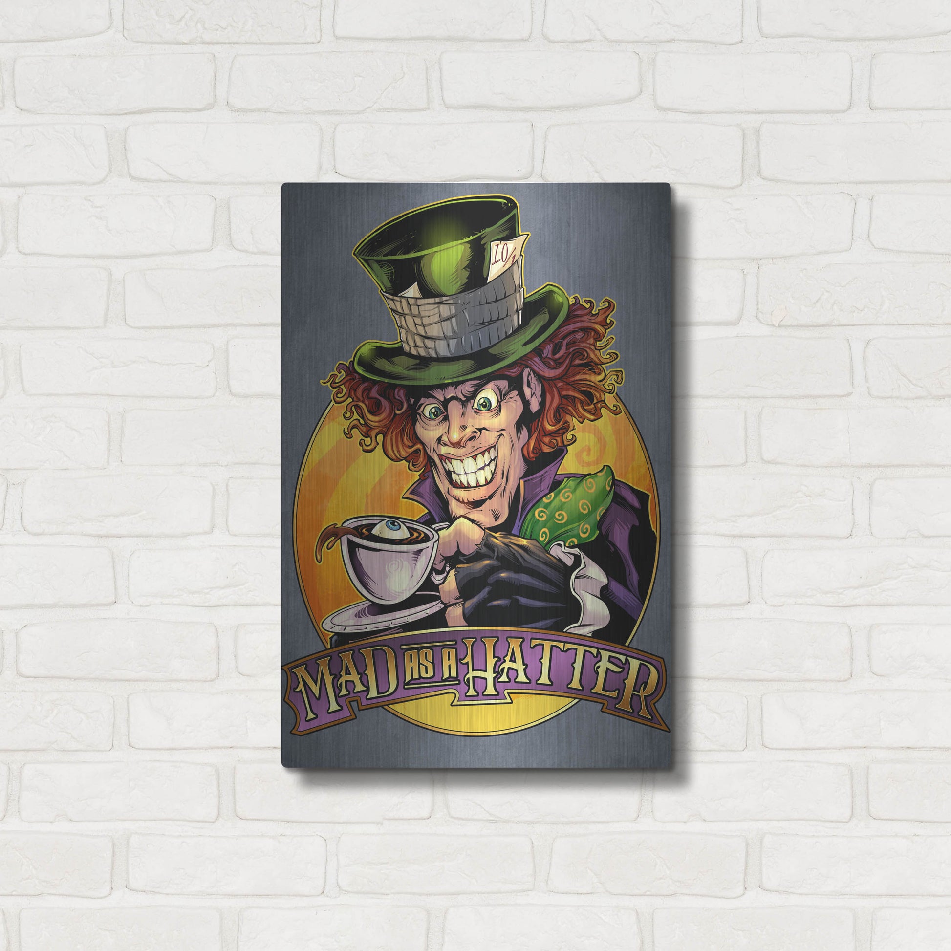 Luxe Metal Art 'Mad Hatter' by Flyland Designs, Metal Wall Art,16x24
