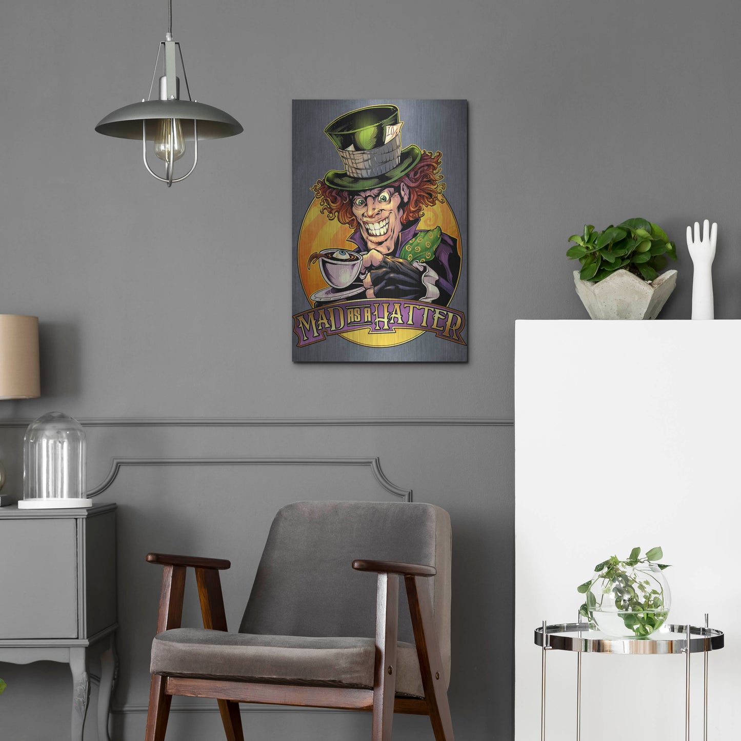 Luxe Metal Art 'Mad Hatter' by Flyland Designs, Metal Wall Art,16x24