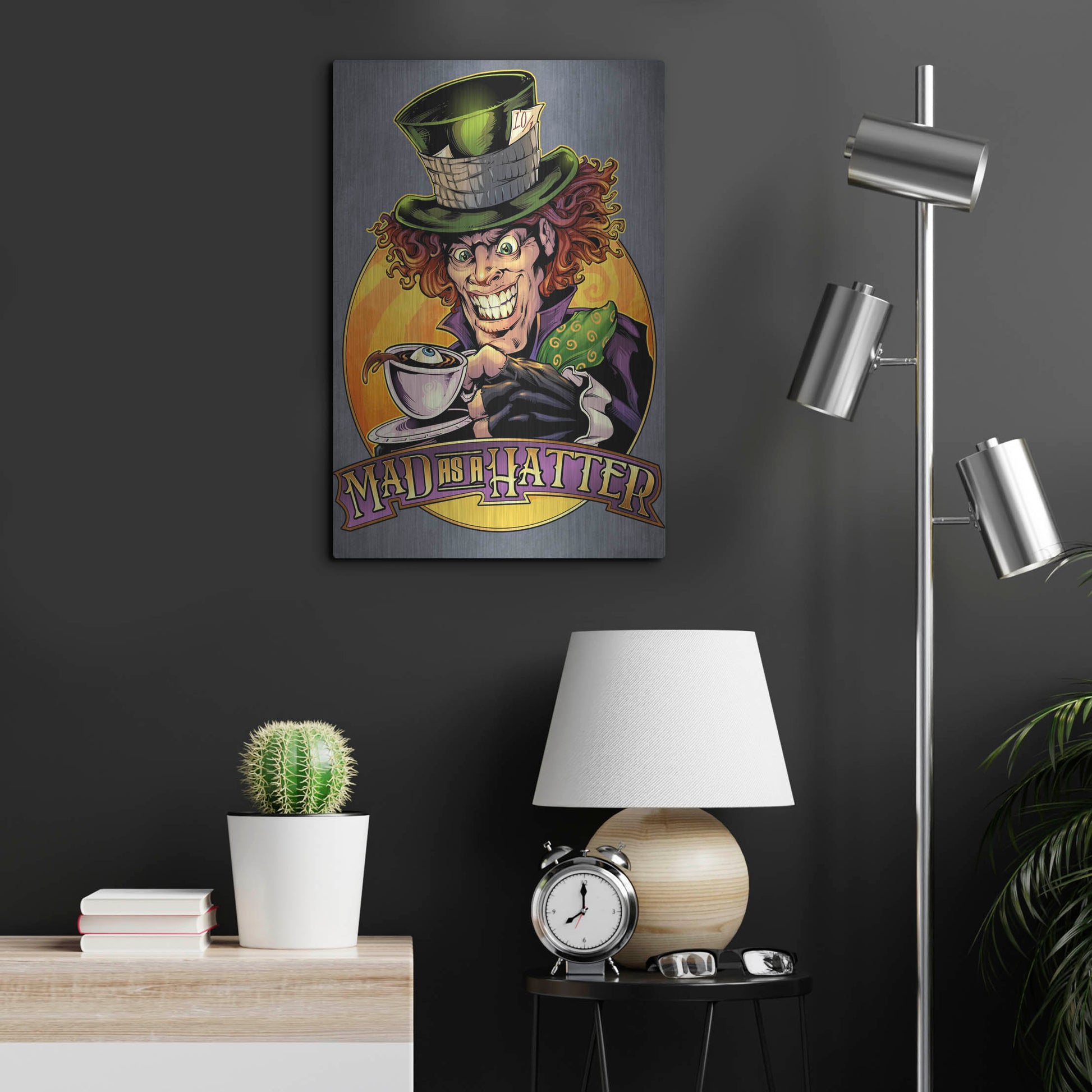 Luxe Metal Art 'Mad Hatter' by Flyland Designs, Metal Wall Art,16x24