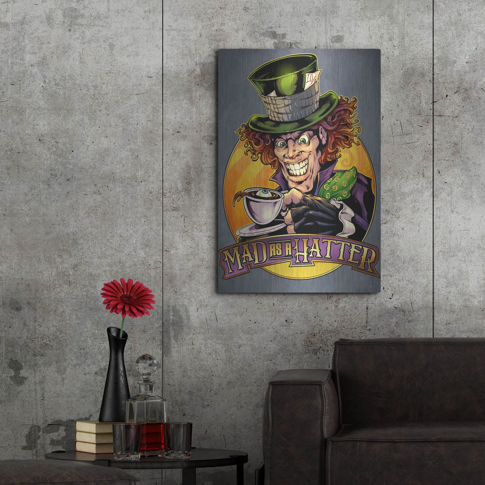 Luxe Metal Art 'Mad Hatter' by Flyland Designs, Metal Wall Art,24x36