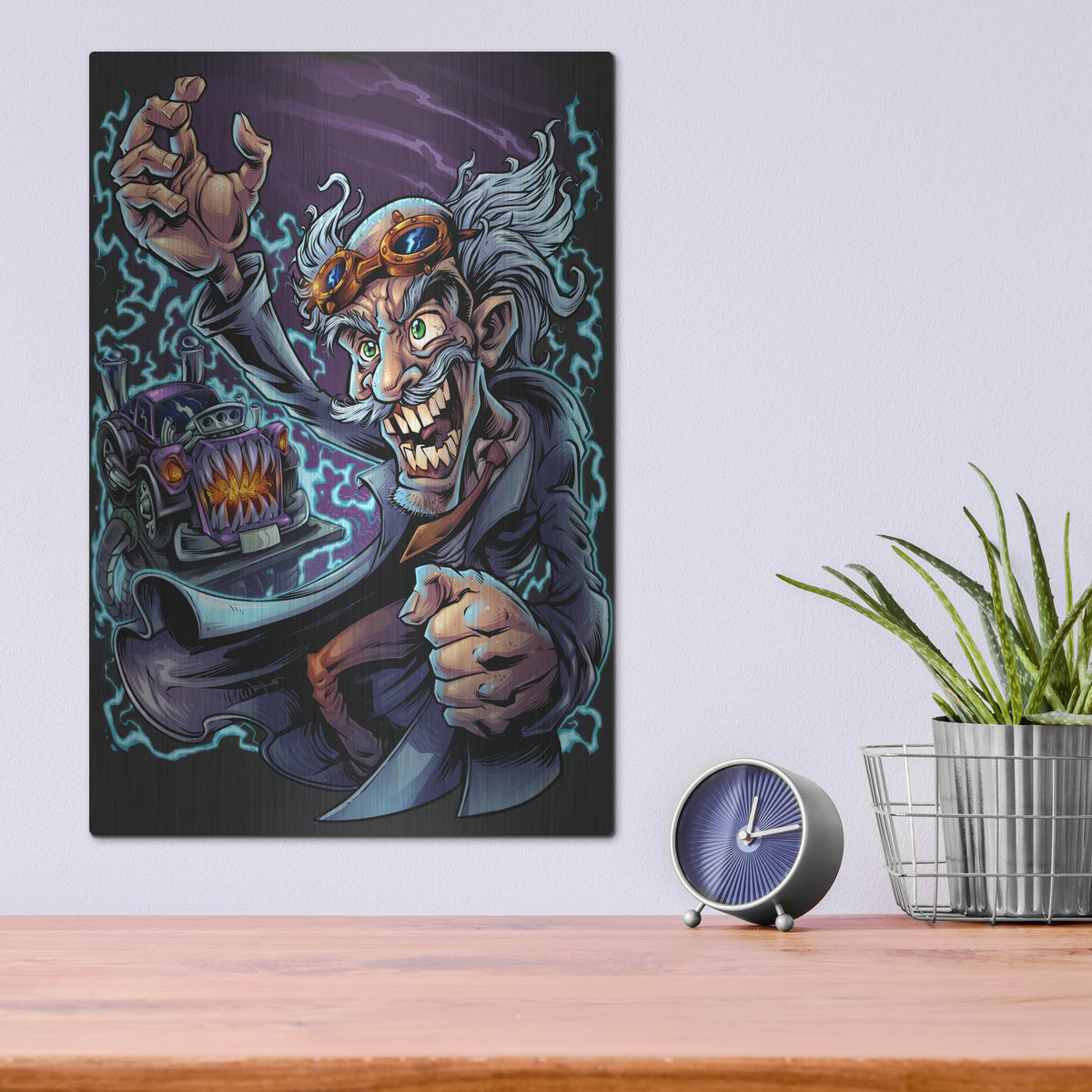Luxe Metal Art 'Mad Scientist' by Flyland Designs, Metal Wall Art,12x16