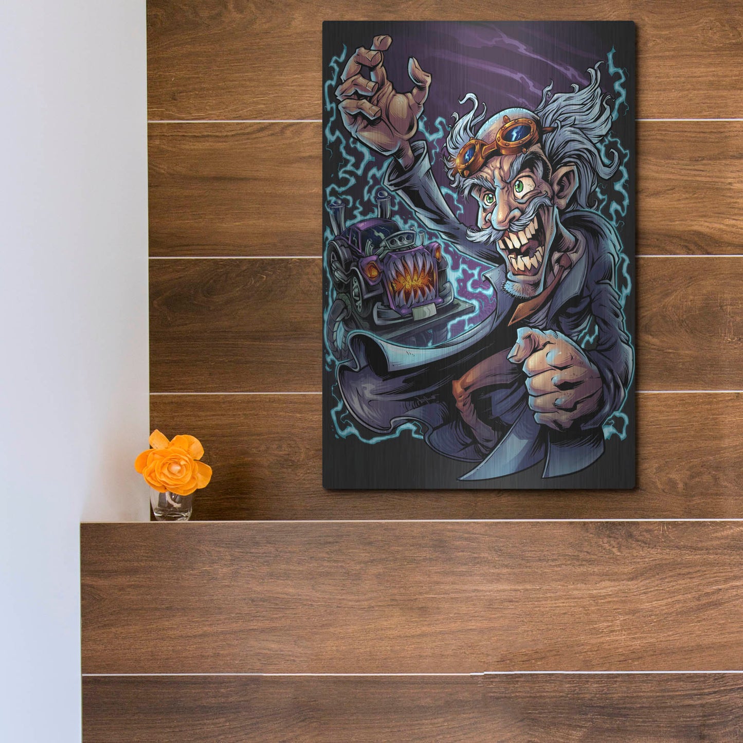 Luxe Metal Art 'Mad Scientist' by Flyland Designs, Metal Wall Art,12x16