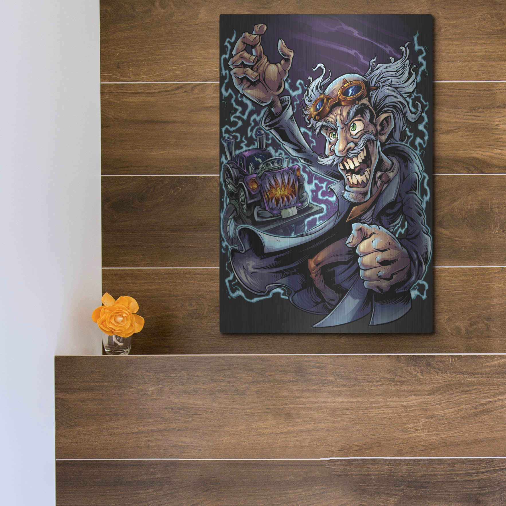 Luxe Metal Art 'Mad Scientist' by Flyland Designs, Metal Wall Art,12x16