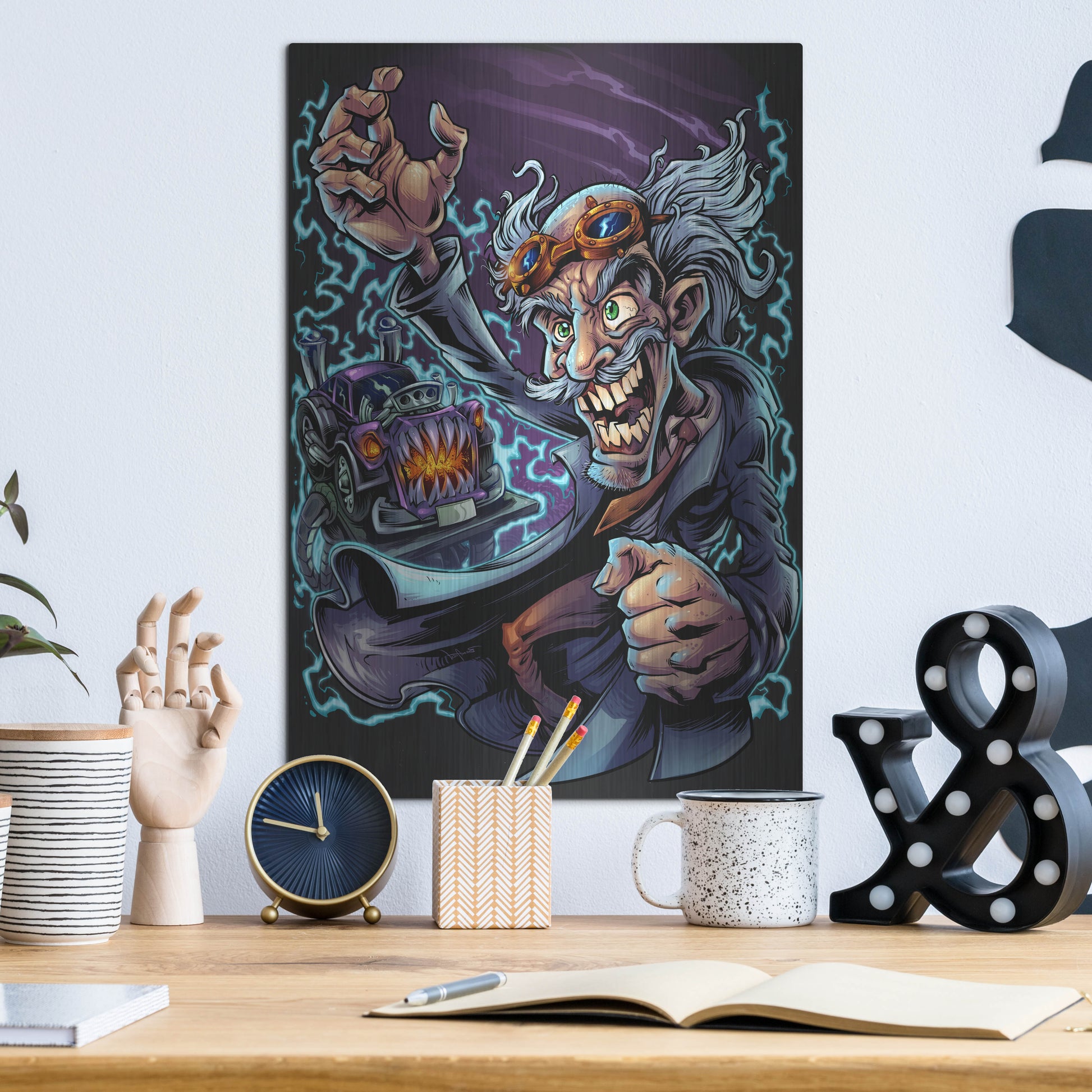 Luxe Metal Art 'Mad Scientist' by Flyland Designs, Metal Wall Art,12x16