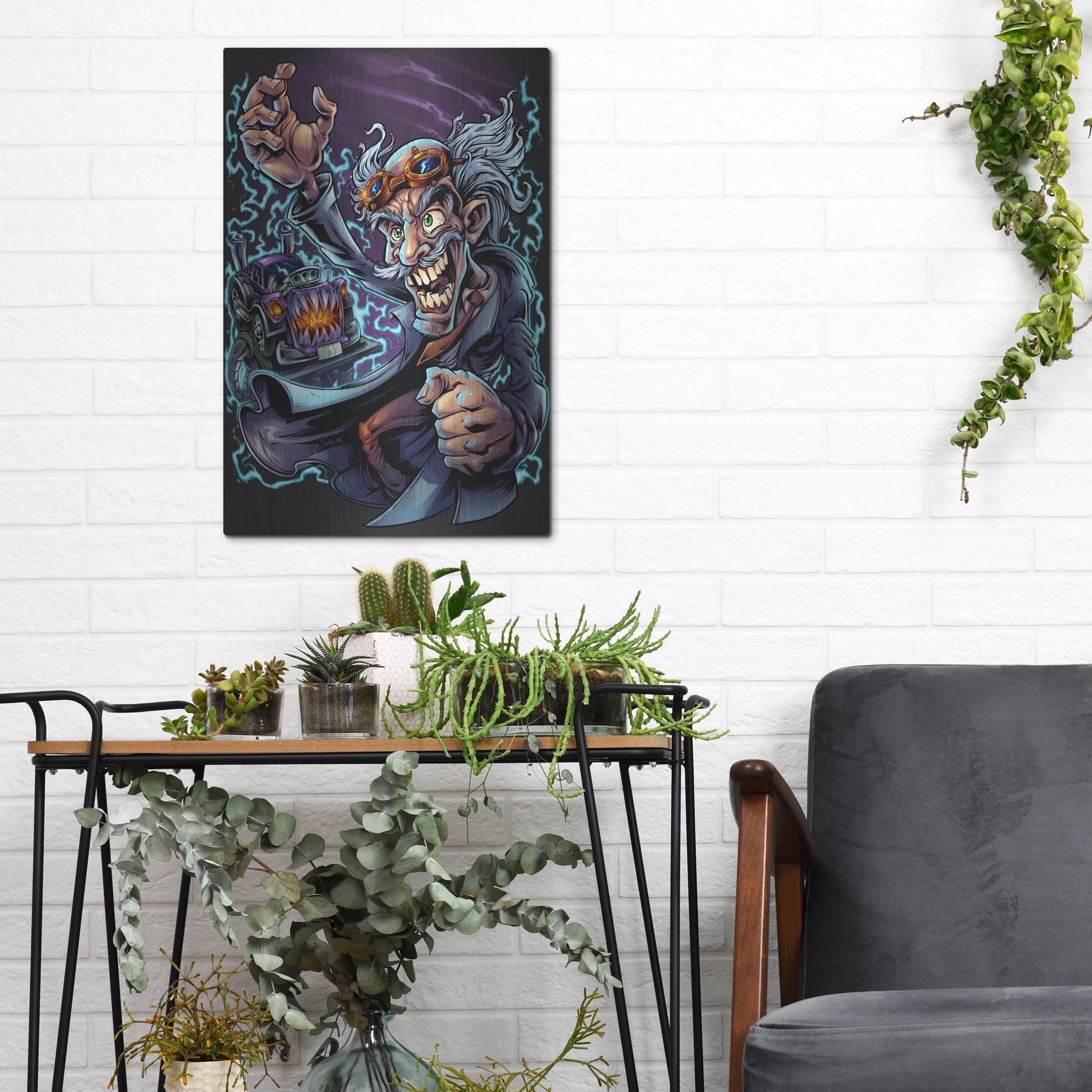 Luxe Metal Art 'Mad Scientist' by Flyland Designs, Metal Wall Art,12x16