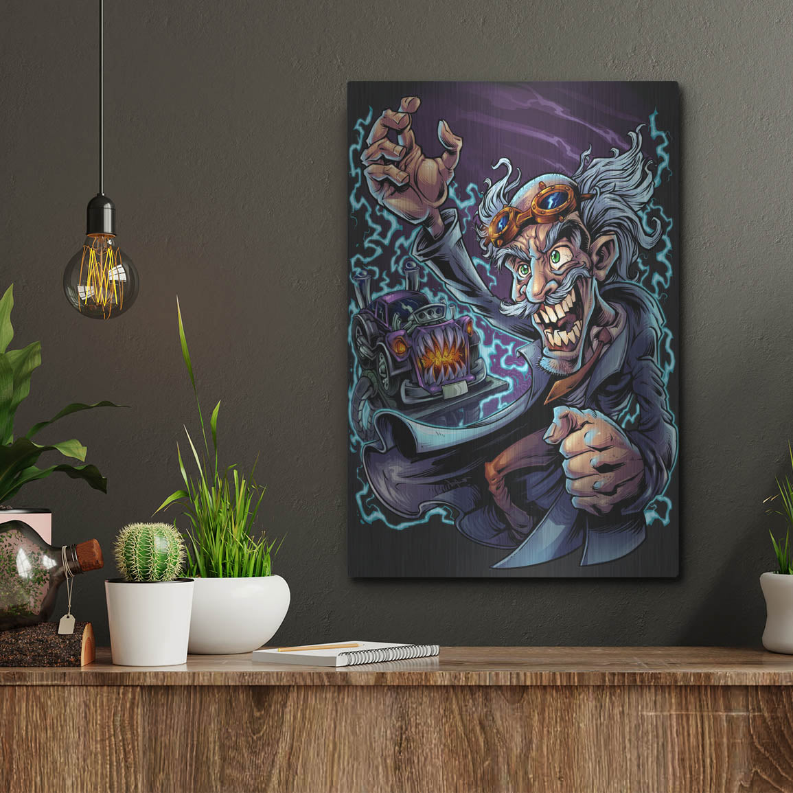 Luxe Metal Art 'Mad Scientist' by Flyland Designs, Metal Wall Art,12x16