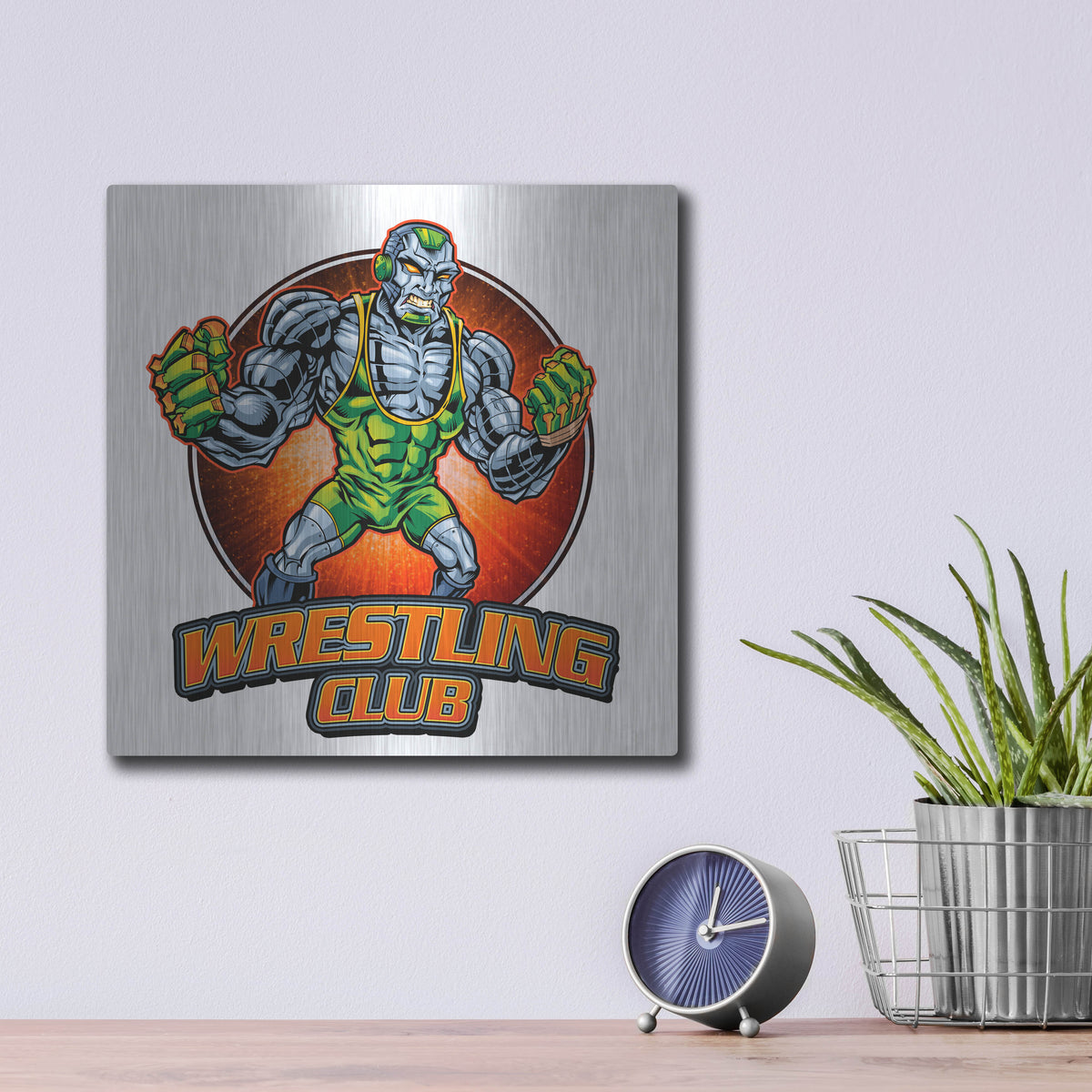 Luxe Metal Art 'Robot Mascot' by Flyland Designs, Metal Wall Art,12x12
