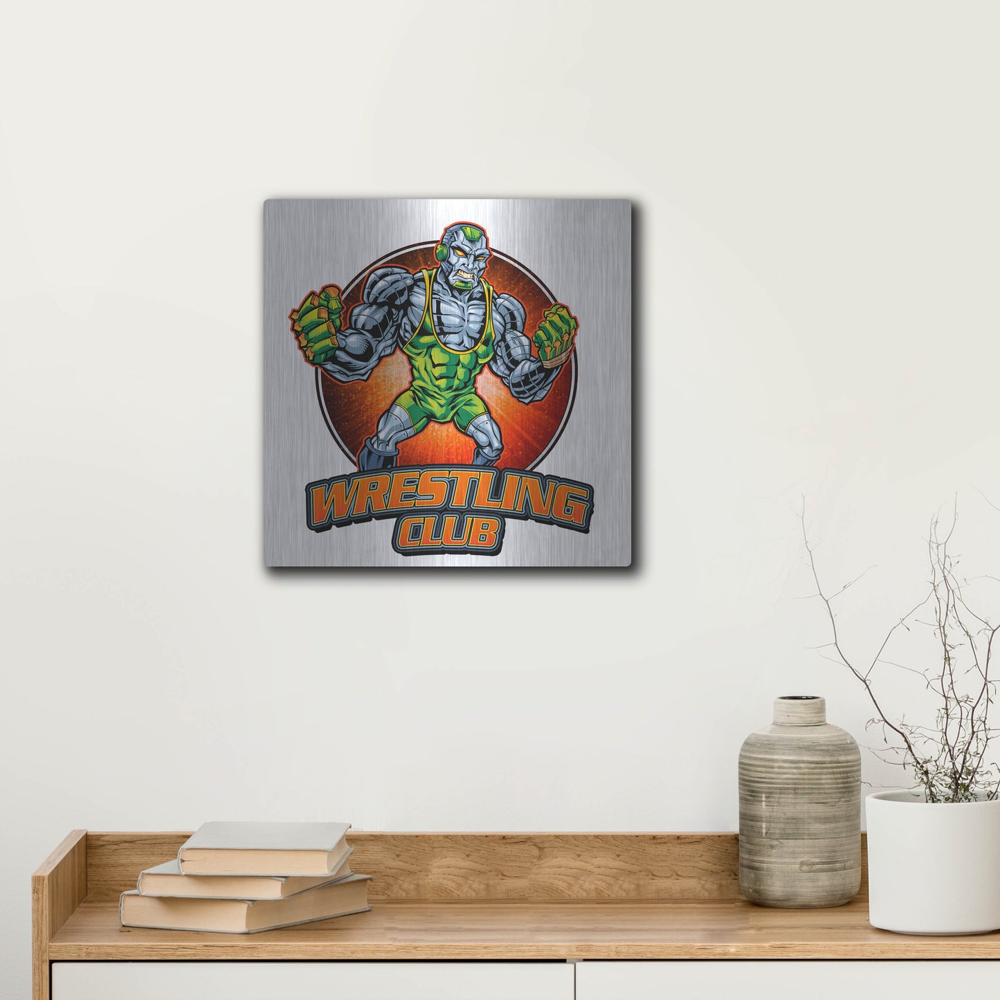 Luxe Metal Art 'Robot Mascot' by Flyland Designs, Metal Wall Art,12x12