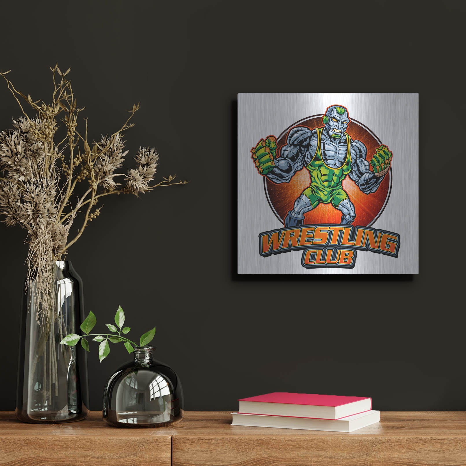 Luxe Metal Art 'Robot Mascot' by Flyland Designs, Metal Wall Art,12x12