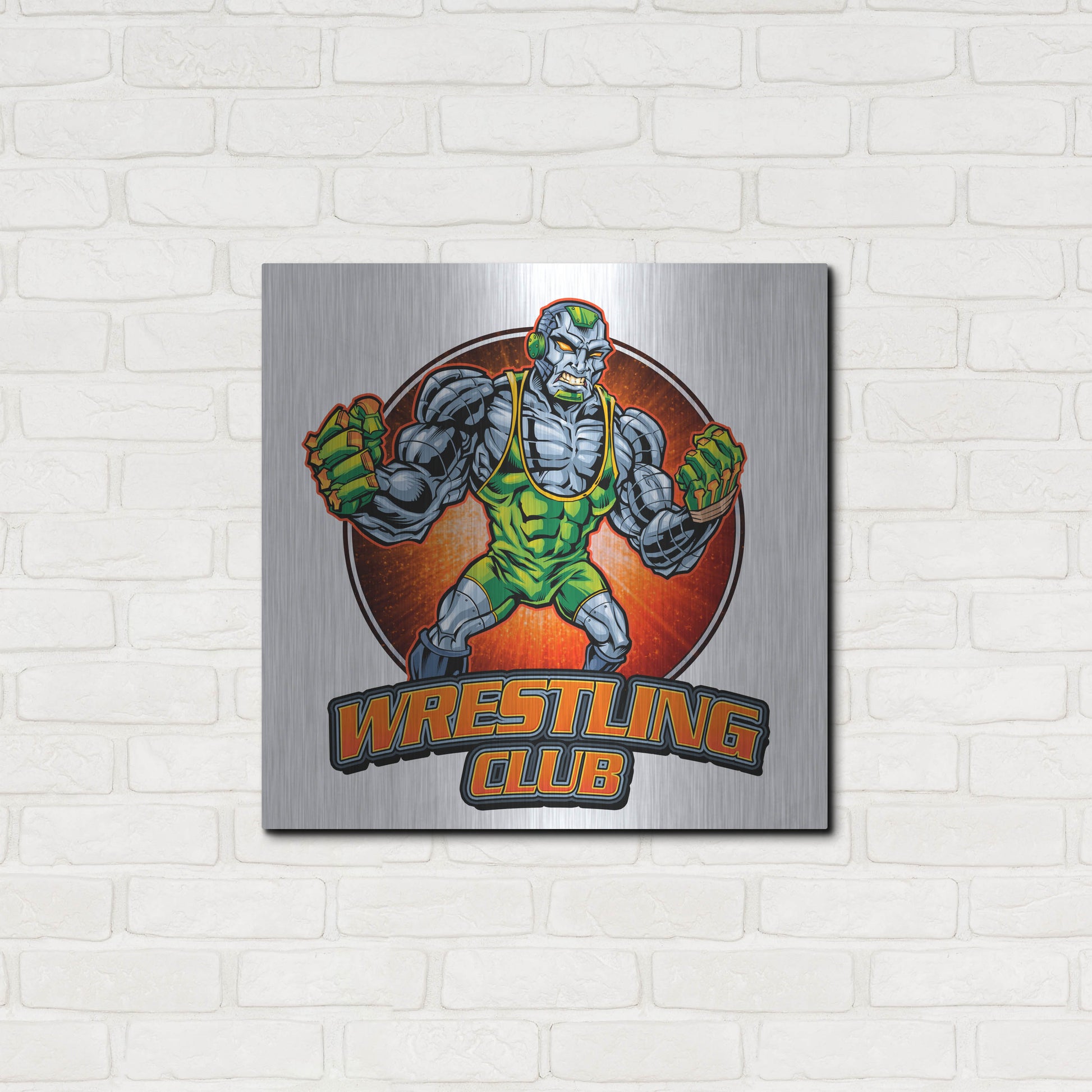 Luxe Metal Art 'Robot Mascot' by Flyland Designs, Metal Wall Art,24x24