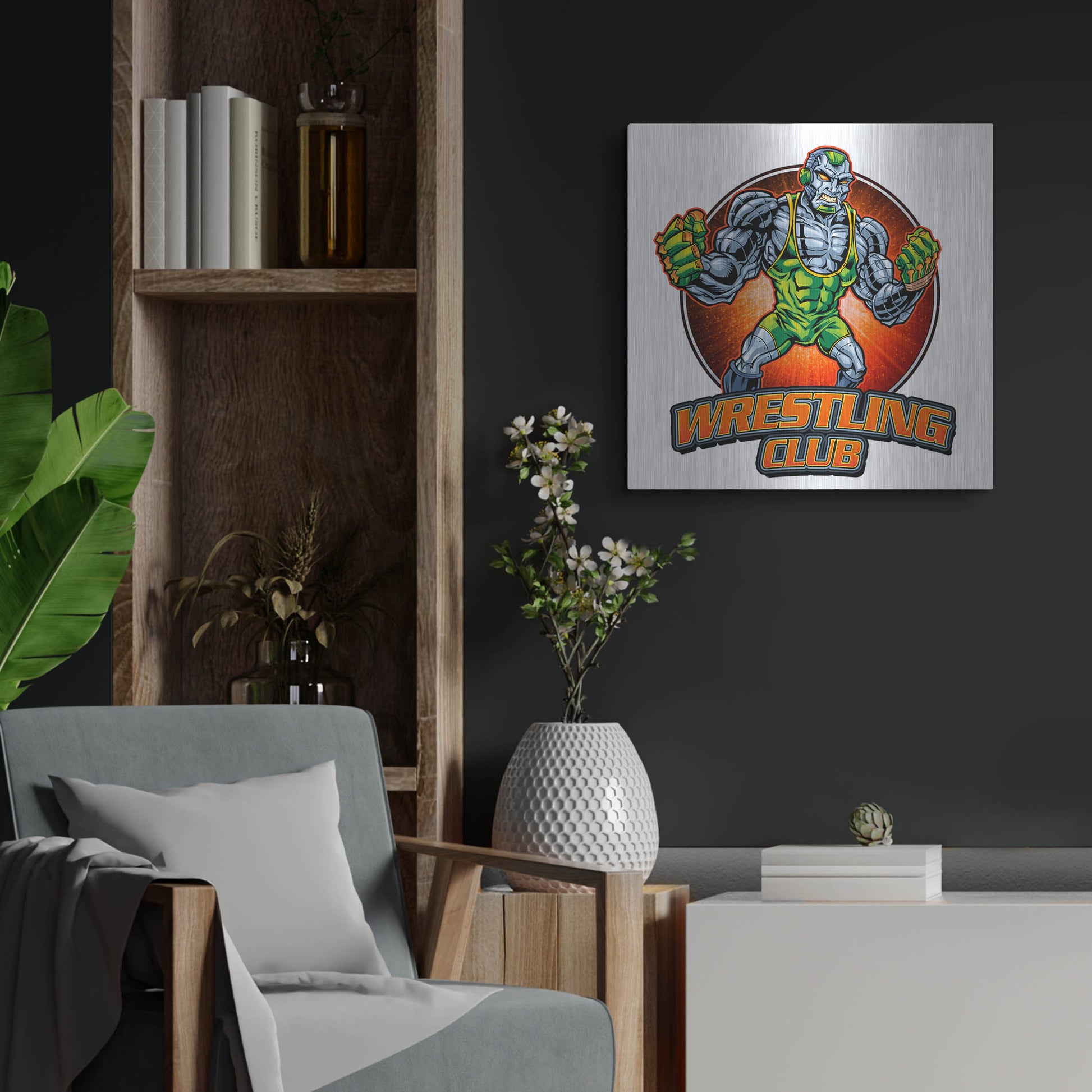 Luxe Metal Art 'Robot Mascot' by Flyland Designs, Metal Wall Art,24x24